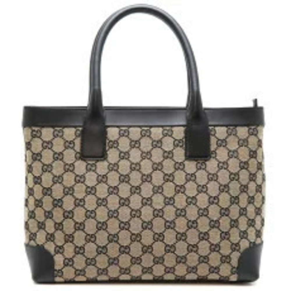 Gucci GG Tote Bag Shoulder Canvas Black Brown
